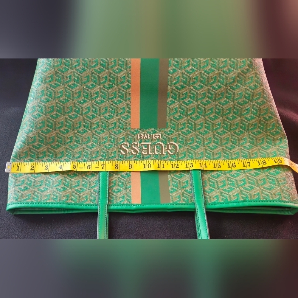 GUESS Vikky Vibrant Green Patterned Tote - Picture 6 of 11